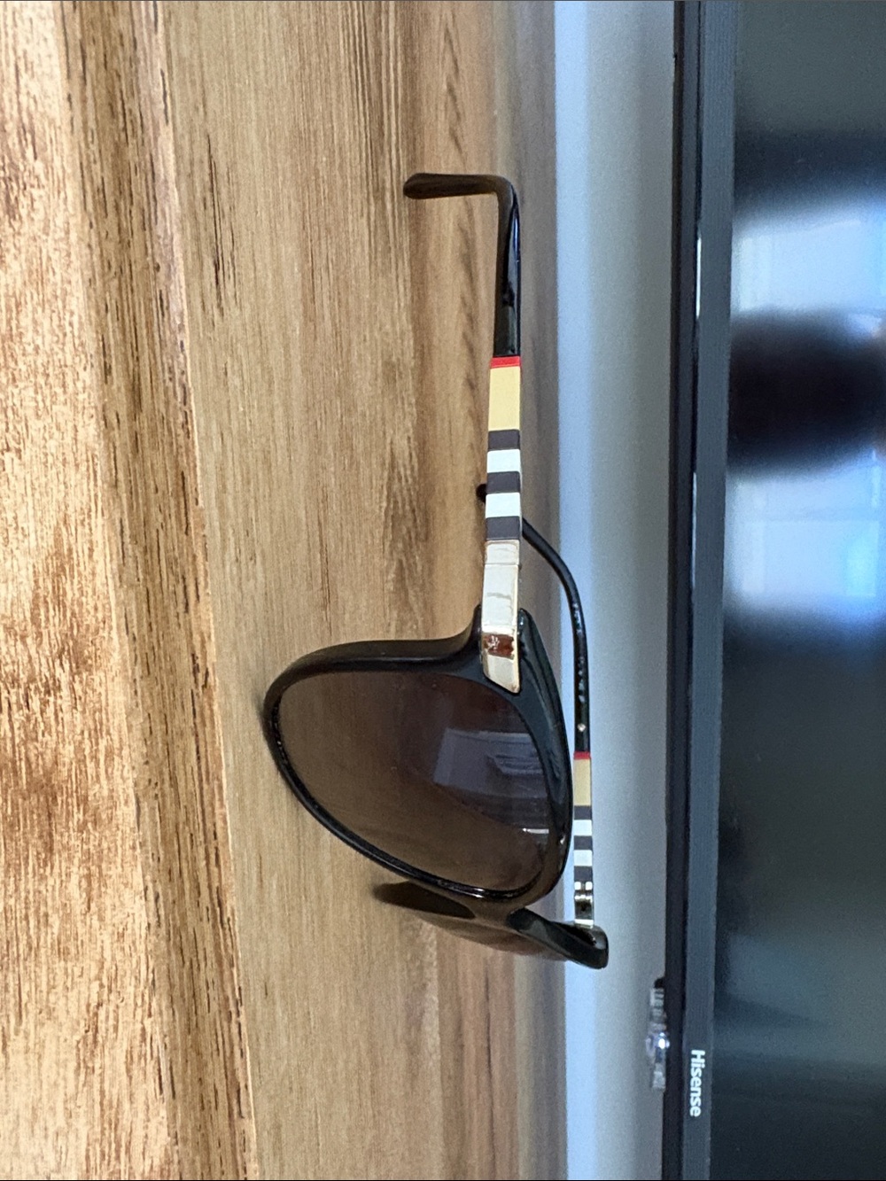 Burberry Black Sunglasses with Signature Striped Temple
